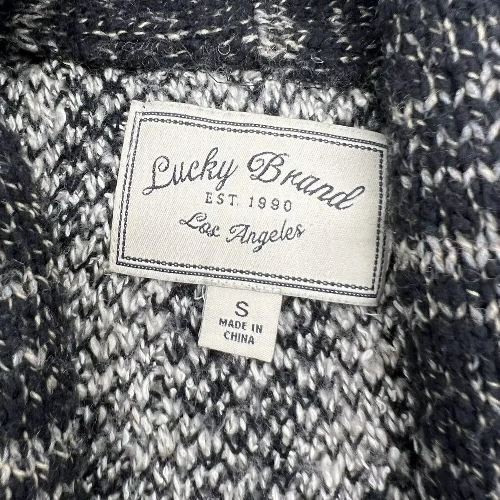 Lucky Brand Women’s small Black/beige Wool Blend Open Cardigan Duster Sweater